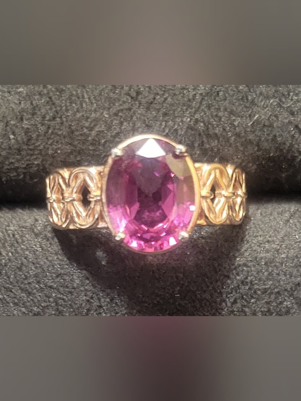 Rose Gold Purple Garnet Ring Size 7.5